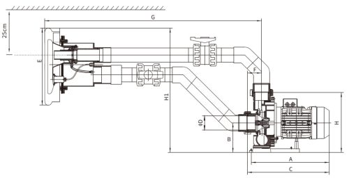 SwimX 90 m3/hprotiprúdový set s hranatým čelom  s spínačom 4 kW ~3 f. čerpadlom