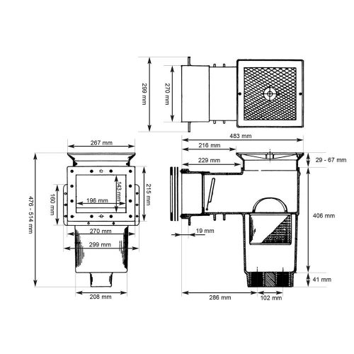 Skimmer dlhý, s normálnym ústím, pre fóliou, bielý
