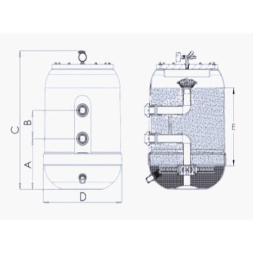 QP LOTUS filtračná nádrž s bočným ventilom 10 m3/h D500 
